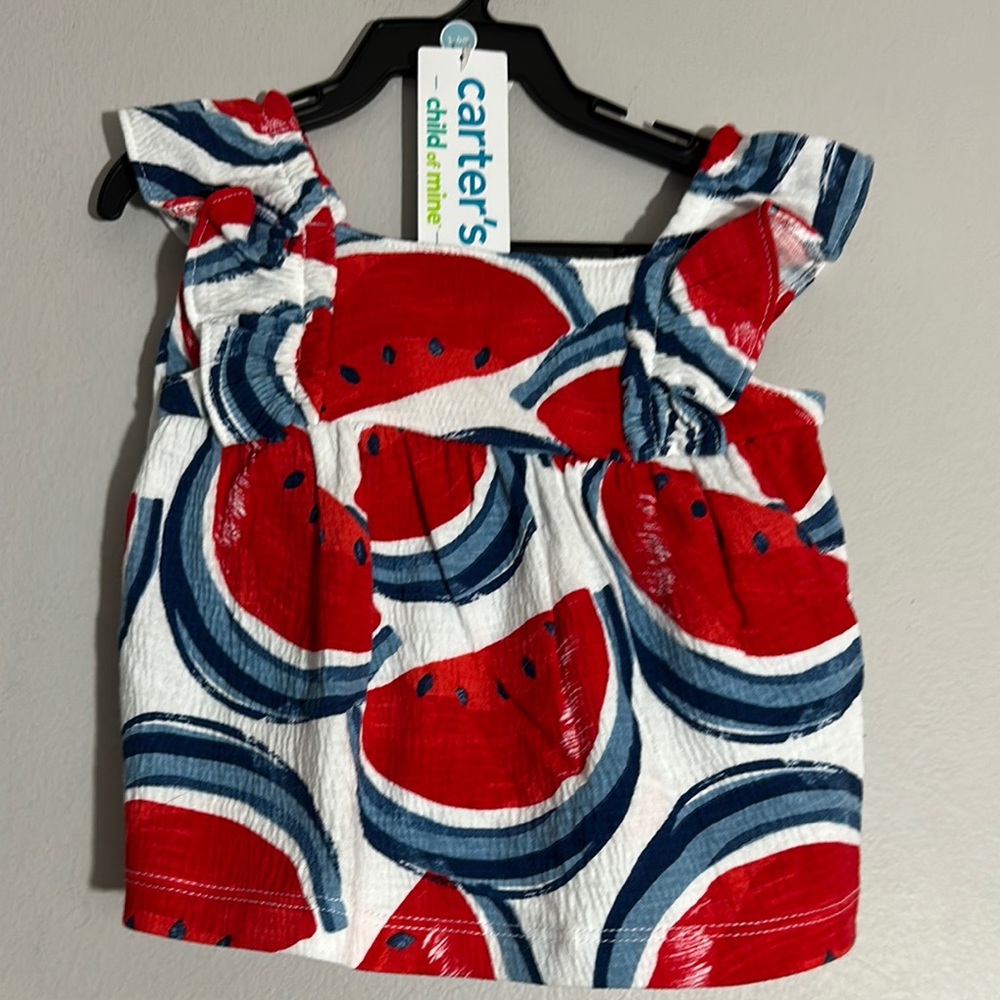 💚5 Carter's Watermelon Print Baby Top & bottoms size 3-6 M